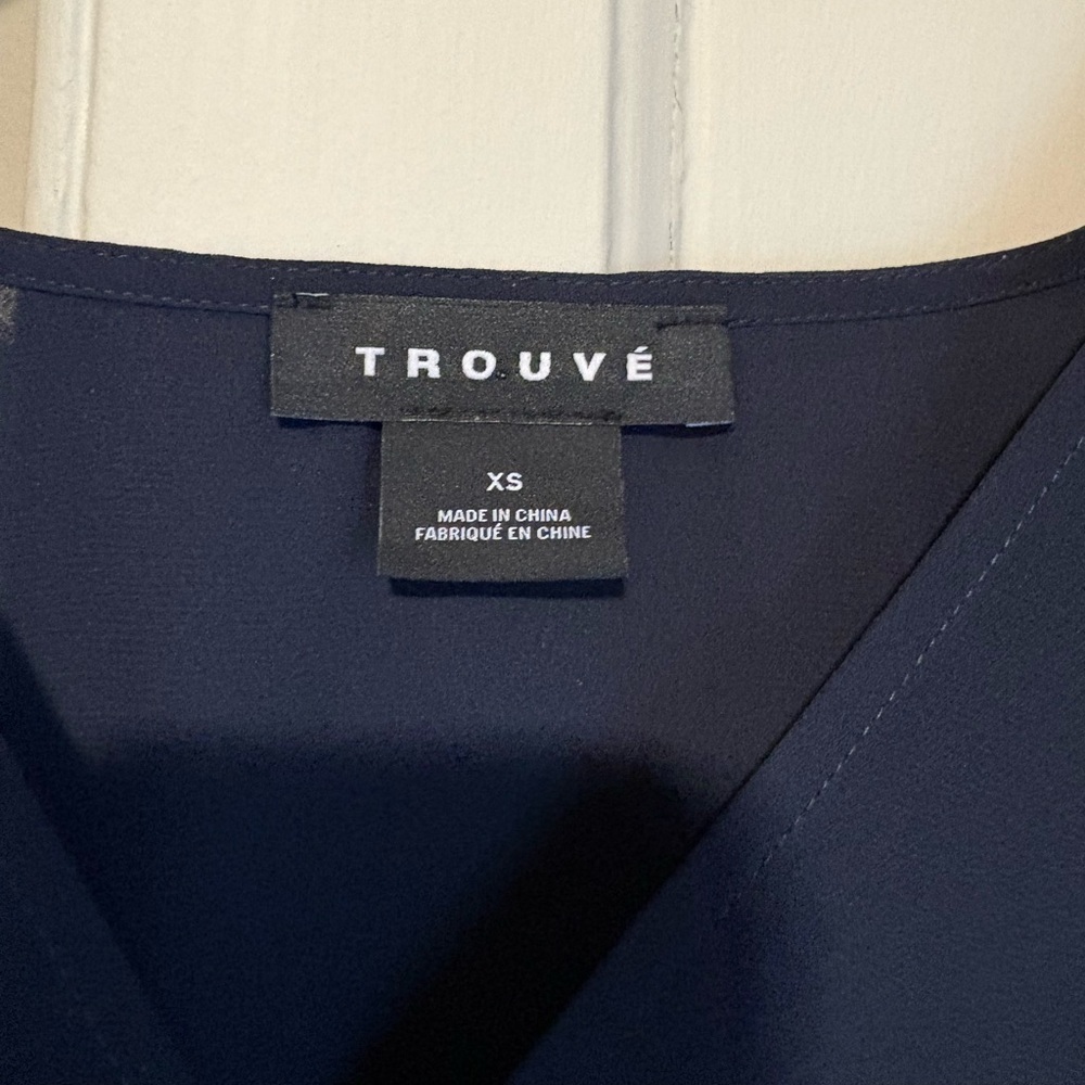 Nordstrom Trouvé Navy Silky Wrap Blouse - Picture 4 of 4